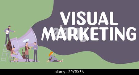 Textunterschrift für Visual Marketing. Konzeptionelles Foto, das Marketingbotschaften mit Bildern verbindet Stockfoto