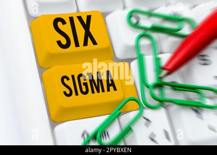 Schreiben mit Text Six Sigma. Konzeptionelle Bildmanagementtechniken zur Verbesserung von Geschäftsprozessen Stockfoto