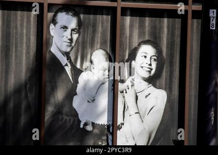 London, Großbritannien. 03. Mai 2023. Kurz vor dem Krönungstag ist die Stadt London mit Porträts von König Karl III. Und der königlichen Familie geschmückt. Kredit: Sinai Noor/Alamy Live News Stockfoto