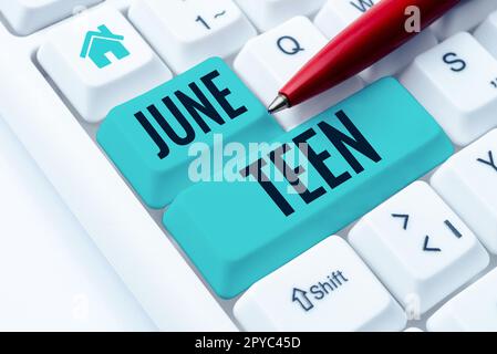 Handschriftlicher Text June Teen. Geschäftsansatz gesetzlicher Feiertag in den Vereinigten Staaten vom Ende der Sklaverei in den USA Stockfoto