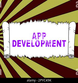 Textunterschrift zur Darstellung der Anwendungsentwicklung. Business Showcase Development Services für ein fantastisches mobiles und Web-Erlebnis Stockfoto