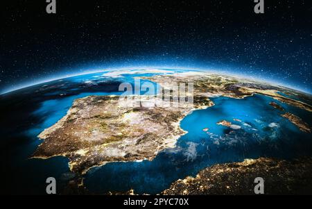 Europa – Spanien. 3D-Rendering. Elemente dieses Bildes, bereitgestellt von der NASA Stockfoto