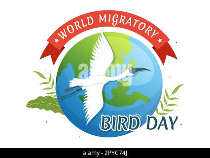 World Migratory Bird Day am 8. Mai Illustration mit Birds Migrations Groups in einem flachen Cartoon Handzeichnet für Landing-Page-Vorlagen Stockfoto