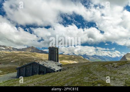 Chapelle Notre-Dame de l'Iseran oder Notre-Dame-de-Toute-Prudence, Col de l'Iseran, Savoy, Frankreich Stockfoto