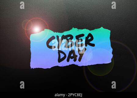 Schreiben mit Text Cyber Day. Geschäftsüberblick Marketingbegriff für den Montag nach dem Thanksgiving in den USA Stockfoto