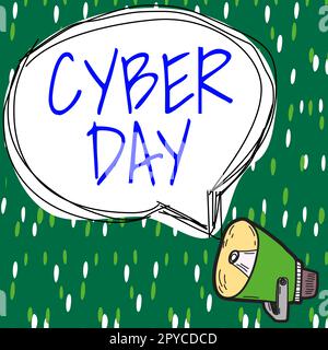 Schreiben mit Text Cyber Day. Konzeptioneller Fotomarktbegriff für den Montag nach dem Thanksgiving in den USA Stockfoto