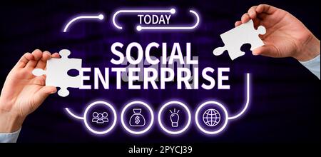 Textüberschrift für Social Enterprise. Internet Concept Business, das auf sozial verantwortliche Weise Geld verdient Stockfoto