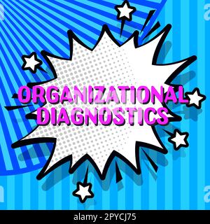 Textüberschrift zur Präsentation der Organisationsdiagnose. Konzept bedeutet die Untersuchung der Art und Weise, wie Menschen innerhalb von Gruppen interagieren Stockfoto