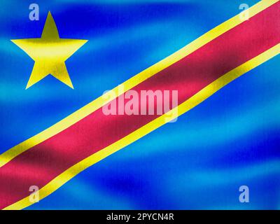 Flagge der Demokratischen Republik Kongo - realistisches winkendes Gewebe Alarmmeldung Stockfoto