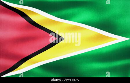 Guyana Flagge - realistische wehende Stoff Flagge Stockfoto