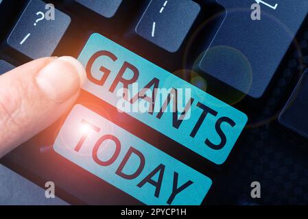 Zuschüsse für die konzeptionelle Anzeige. Geschäftsansatz Zustimmen, dass jemand etwas angefordertes erteilen oder zulassen kann, dass eine Aktion autorisiert wird Stockfoto