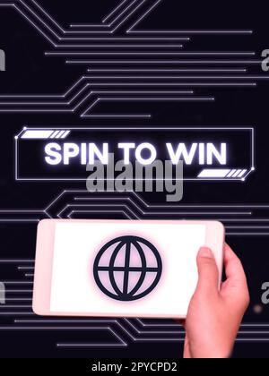 Konzeptionelle Bildunterschrift Spin to Win. Geschäftskonzept Try Your Luck Glücksspiel Lotterie-Spiele-Risiko im Fortune Casino Stockfoto