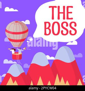 Textbeschriftung, die den Aufsatz darstellt. Ein Wort, das über eine Person geschrieben wurde, die Kontrolle oder Autorität im Unternehmen ausübt Stockfoto