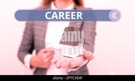 Schild mit der Anzeige „Career“ (Karriere). Geschäftsidee für den Zeitraum, in dem Personen leben, die Chancen auf Fortschritt haben. Stockfoto