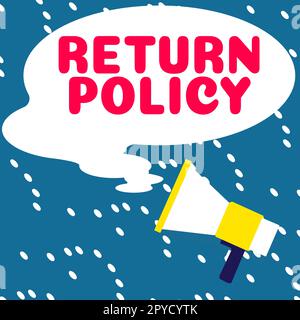 Text mit den Rückgaberichtlinien. Geschäftsbedingungen für die Steuererstattung im Einzelhandel beim Kauf des Internetkonzepts Stockfoto