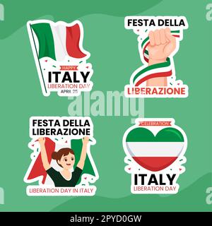 Label Für Den Italienischen Befreiungstag Flache Cartoon Handgezeichnete Vorlagen Hintergrunddarstellung Stockfoto