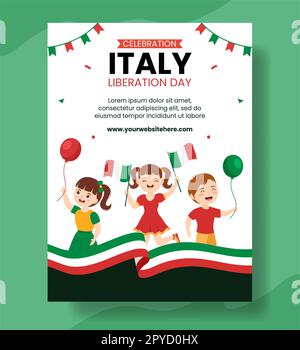 Italien Liberation Day Vertikales Poster Cartoon Handgezeichnete Vorlagen Hintergrunddarstellung Stockfoto