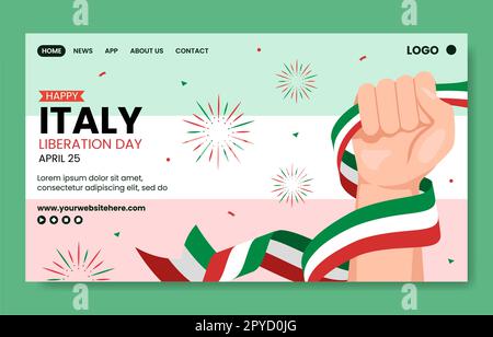 Italien Liberation Day Social Media Landing Page Handgezeichnete Vorlage Hintergrunddarstellung Stockfoto