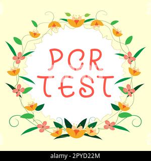 Inspiration mit Vorzeichen PCR-Test. Konzeptioneller photoqualitativer Nachweis des Virusgenoms im kurzen DNA-Seqeunce Stockfoto