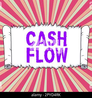 Konzeptioneller Titel Cashflow. Ein Wort über die Bewegung des Geldes in und aus, die die Liquidität beeinträchtigen Stockfoto