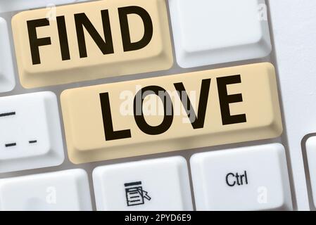 Begrifflicher Titel Liebe finden. Zuneigung zu einem anderen Geschäftsbegriff, die aus Verwandtschaft oder persönlichen Bindungen resultiert Stockfoto