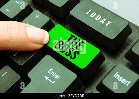Handschriftlicher Text der Boss. Geschäftsidee eine Person, die Kontrolle oder Autorität im Unternehmen ausübt Stockfoto