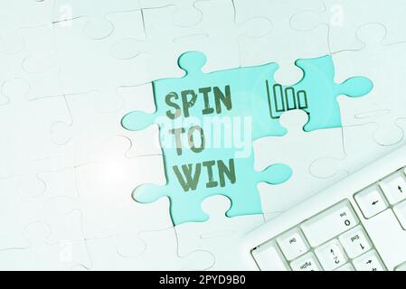 Konzeptionelle Darstellung Spin to Win. Konzept bedeutet „Try Your Luck“, Glücksspiel, Lotteriespiele im Fortune Casino, Risiko Stockfoto