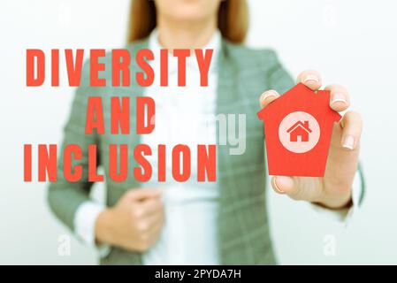 Text mit Inspiration Vielfalt und Inklusion. Internet Concept Range menschliche Unterschiede umfassen ethnische Zugehörigkeit Geschlecht Stockfoto