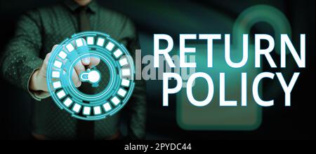 Text mit den Rückgaberichtlinien. Geschäftsbedingungen für Business Idea Steuererstattung Einzelhandel beim Kauf Stockfoto