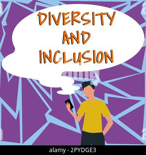 Text mit Inspiration Vielfalt und Inklusion. Unternehmensübersicht Bereich menschliche Unterschiede umfassen ethnische Zugehörigkeit Geschlecht Stockfoto