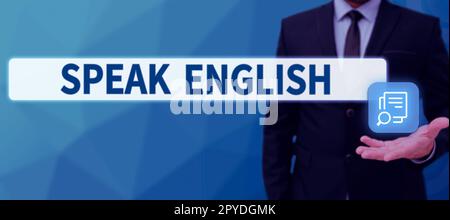 Konzeptionelle Darstellung sprechen Englisch. Business Idea Lernen Sie eine andere Fremdsprache Online-Verbal-Kurse Stockfoto