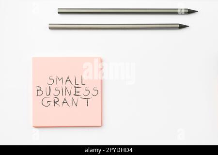 Konzeptionelle Darstellung des Zuschusses für kleine Unternehmen. Geschäftsidee ein Privatunternehmen, das für seine begrenzte Größe bekannt ist Stockfoto