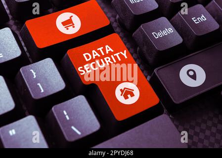 Konzeptionelle Anzeige Datensicherheit. Konzeptionelle Fotovertraulichkeit Festplattenverschlüsselung Sicherungen Passwortabschirmung Stockfoto