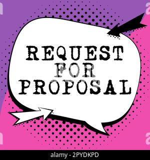 Textzeichen mit „Request for Proposal“. Das Internet-Konzeptdokument enthält einen Ausschreibungsprozess nach Agentur oder Unternehmen Stockfoto