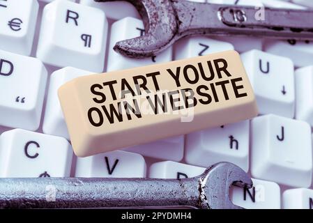 Handschriftlicher Text Erstellen Sie Ihre eigene Website. Das Wort auf dient als Erweiterung einer Visitenkarte eine persönliche Website Stockfoto