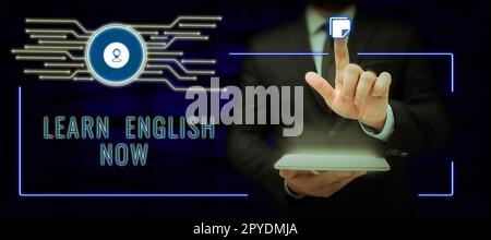 Konzeptionelle Anzeige Jetzt Englisch lernen. Internet-Konzept englischkenntnisse und -Fähigkeiten erwerben Stockfoto