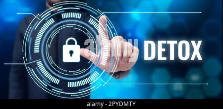 Text zeigt Inspiration Detox. Business Overview Moment für Diät Ernährung Gesundheit Suchtbehandlung Reinigung Stockfoto