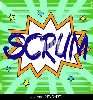 Text zeigt Inspiration Scrum. Internetkonzept-Handschrift im Unterschied zu gedruckten Spielfiguren Stockfoto
