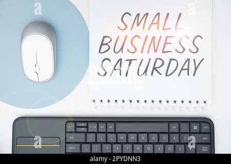 Konzeptionelle Präsentation Small Business Saturday. Ein Wort über den amerikanischen Einkaufsurlaub am Samstag Stockfoto