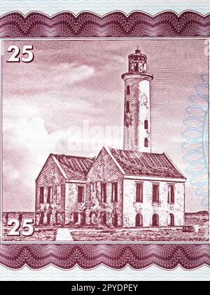 Ein Leuchtturm, der aus Geld gebaut wird Stockfoto