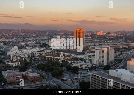 Los Angeles Union Station bei Sonnenuntergang Stockfoto