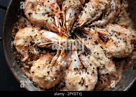 Salz gebackene Garnelen Garnelen Stockfoto