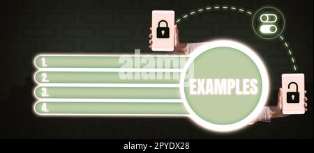 Handgeschriebene Schilderbeispiele. Beispiel für ein Foto des Geschäftsansatzes, das dem Leitfaden folgt, z. B. Erklärung Stockfoto