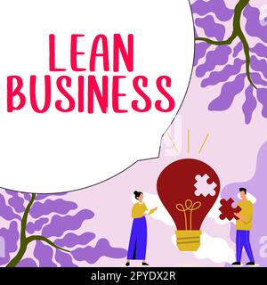 Konzeptionelle Darstellung Lean Business. Wort für Verbesserung der Abfallminimierung ohne Einbußen bei der Produktivität Stockfoto