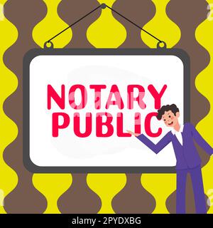 Textüberschrift für Notar Public. Geschäftsidee Legalität Dokumentation Autorisierung Zertifizierungsvertrag Stockfoto