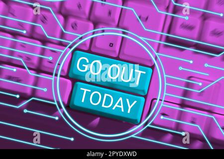 Konzeptionelle Beschriftung Verlassen. Geschäftsübersicht, um ein Zimmer oder Gebäude zu verlassen, insbesondere um etwas zu tun Stockfoto