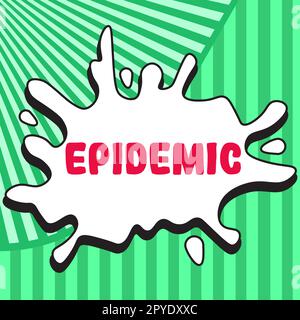 Textüberschrift präsentiert Epidemie. Wort für das weit verbreitete Auftreten einer Infektionskrankheit in einer Gemeinde Stockfoto