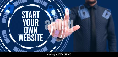 Handschriftlicher Text Erstellen Sie Ihre eigene Website. Unternehmensübersicht dient als Erweiterung einer Visitenkarte eine persönliche Website Stockfoto