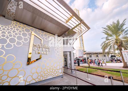 13. Januar 2023, Vereinigte Arabische Emirate, Dubai: Eintritt und Ticketschalter des Dubai Frame, im Zabeel Park Stockfoto