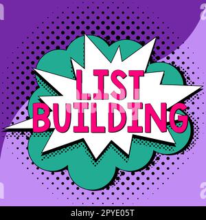 Textbeschriftung zur Erstellung der Liste. Business-Ideendatenbank mit Personen, die Sie mit Ihrer Marketingbotschaft kontaktieren können Stockfoto